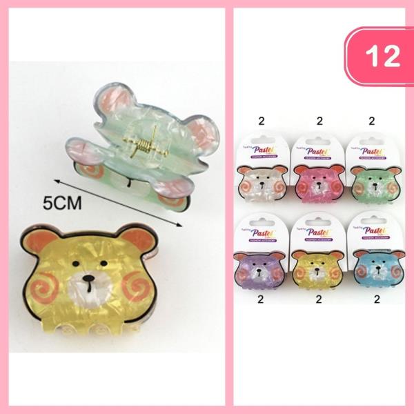 TEDDY BEAR HAIR CLAW CLIP (12 UNITS)