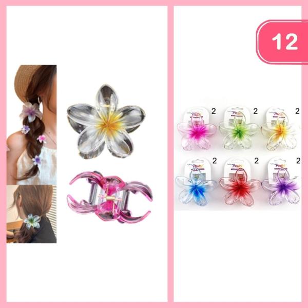 HAWIIAN FLOWER HAIR CLAW CLIP (12 UNITS)