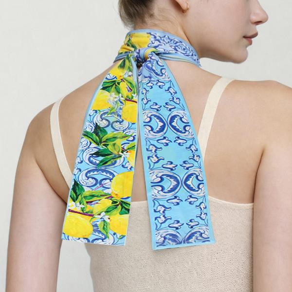 LEMON PRINT SKINNY SCARF