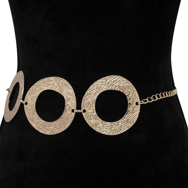 TRIPE TEXTURED METAL ROUND CHAIN LINK HOOK BELT
