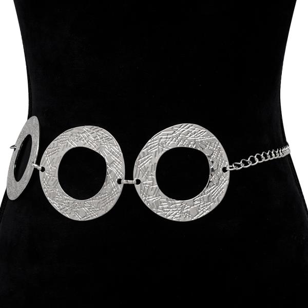 TRIPE TEXTURED METAL ROUND CHAIN LINK HOOK BELT