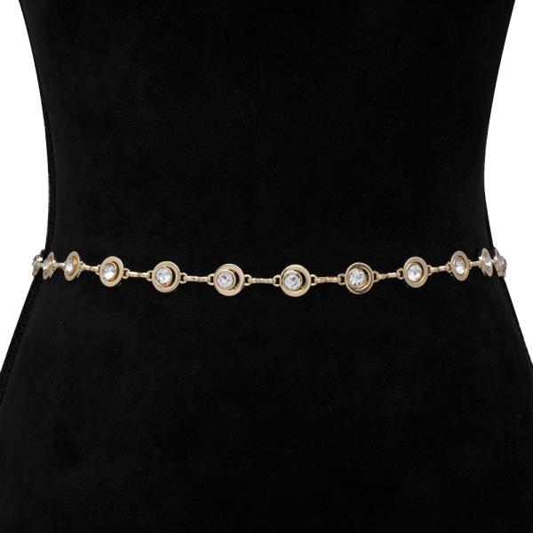 ROUND CRYSTAL LINK HOOK BELT