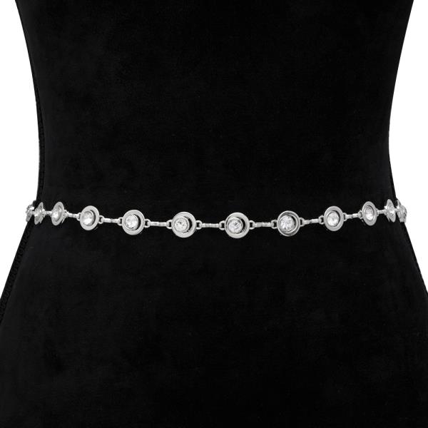 ROUND CRYSTAL LINK HOOK BELT