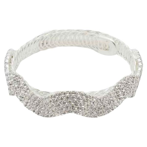 RHINESTONE WIRE ADJUSTABLE BANGLE BRACELET