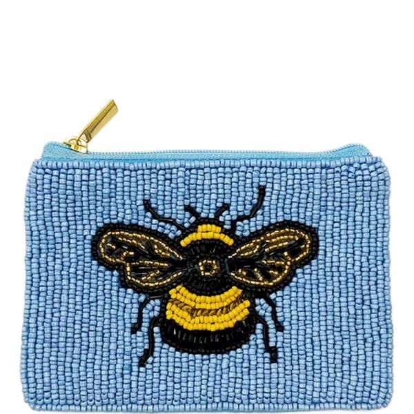 SEED BEAD BEE COIN PURSE BAG