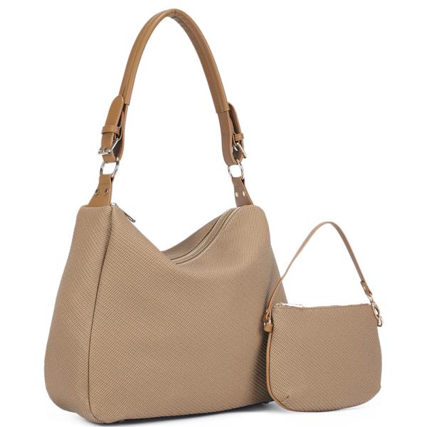 2IN1 TEXTURE SHOULDER HOBO W MINI BAG SET