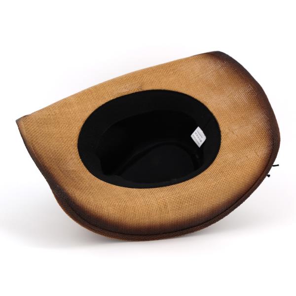 VINTAGE STRAW COWBOY HAT WITH WILD LEATHER RHINESTONE HORSESHOE BAND