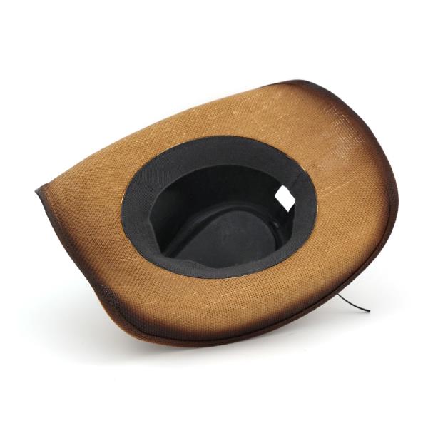 VINTAGE STRAW COWBOY HAT WITH RUSTIC PATTERN BAND