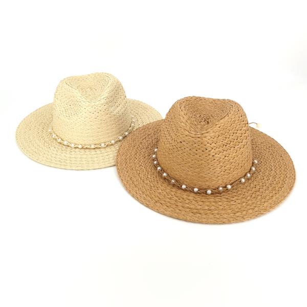 WOVEN PEARL BAND STRAW HAT