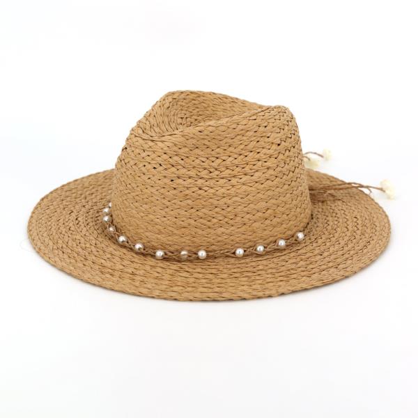 WOVEN PEARL BAND STRAW HAT