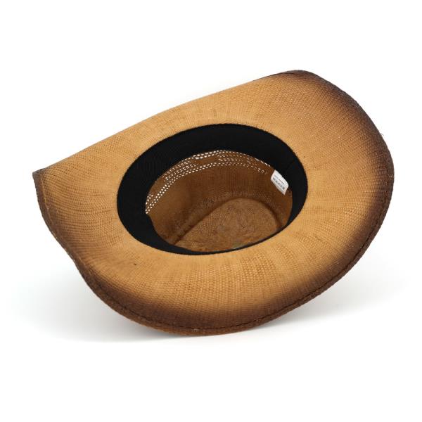 VENTED VINTAGE COWBOY STRAW HAT WITH "THE AZTEC SHIELD" TURQUOISE CONCHO