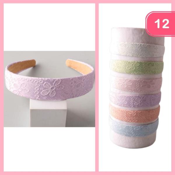EMBROIDERED DAISY FLORAL HEADBAND (12 UNITS)