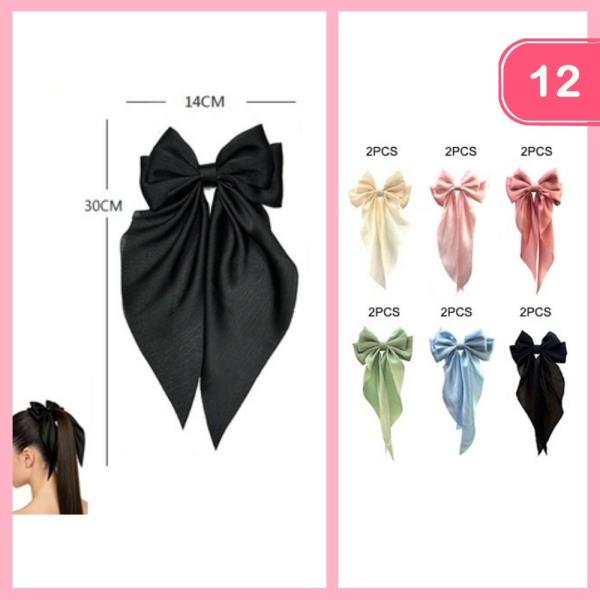 SILK LIKE HAIR BOW (12 UNITS)