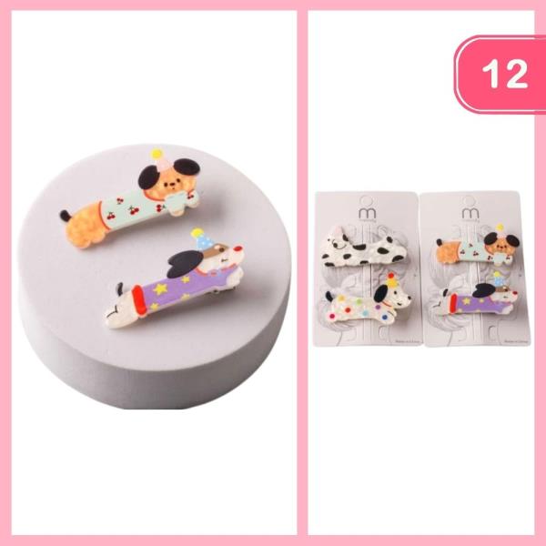 ACRYLIC WIENER DOG HAIR CLIPS (12 UNITS)