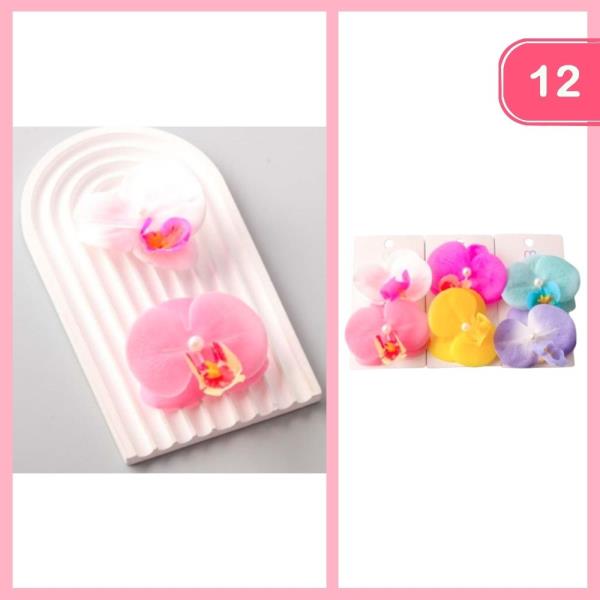 ARTIFICIAL ORCHID PEARL HAIR CLIPS (12 UNITS)