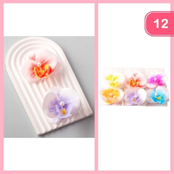 ARTIFICIAL ORCHID PEARL HAIR CLIP (12 UNITS)