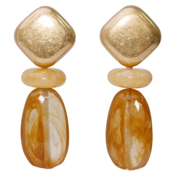 GOLD TWO TONE ACRLYIC EARRINGS