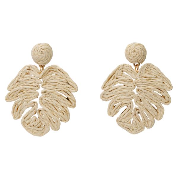RAFFIA STRAW LEAF EARRINGS