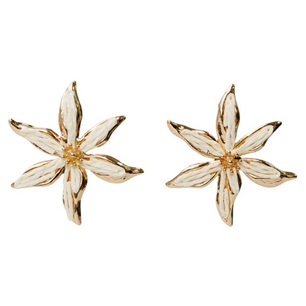 FLOWER METAL STRAW MIX EARRINGS