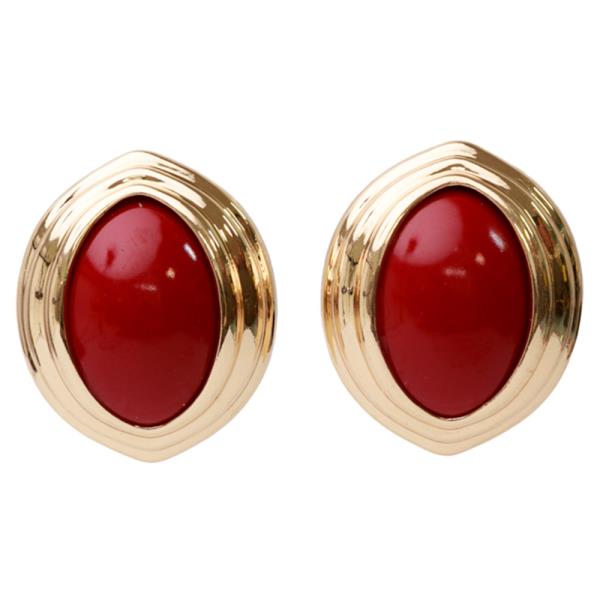 ACRYLIC OVAL STUD METAL EARRINGS