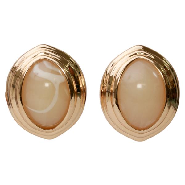 ACRYLIC OVAL STUD METAL EARRINGS