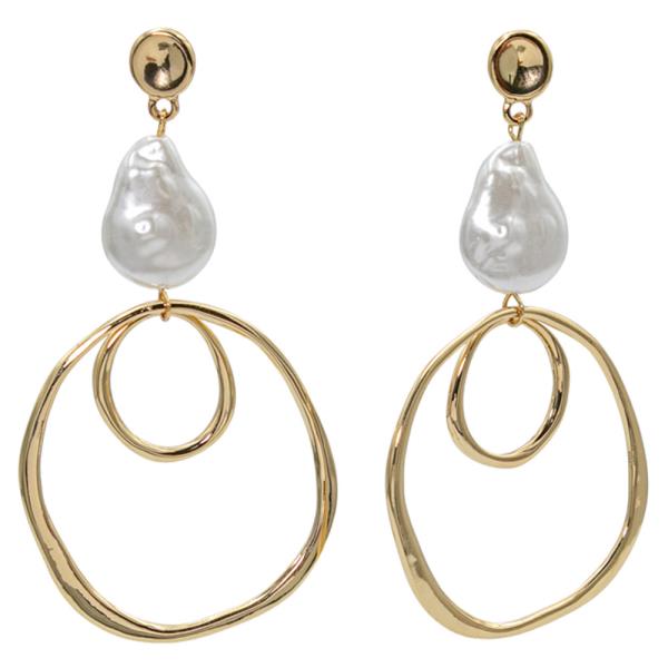 MOTHER PEARL DOUBLE CIRCLE DROP EARRING