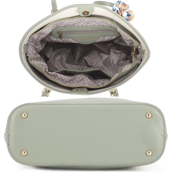 TWO TONE TEXTURE SCARF SHOULDER TOTE BAG