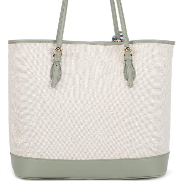 TWO TONE TEXTURE SCARF SHOULDER TOTE BAG