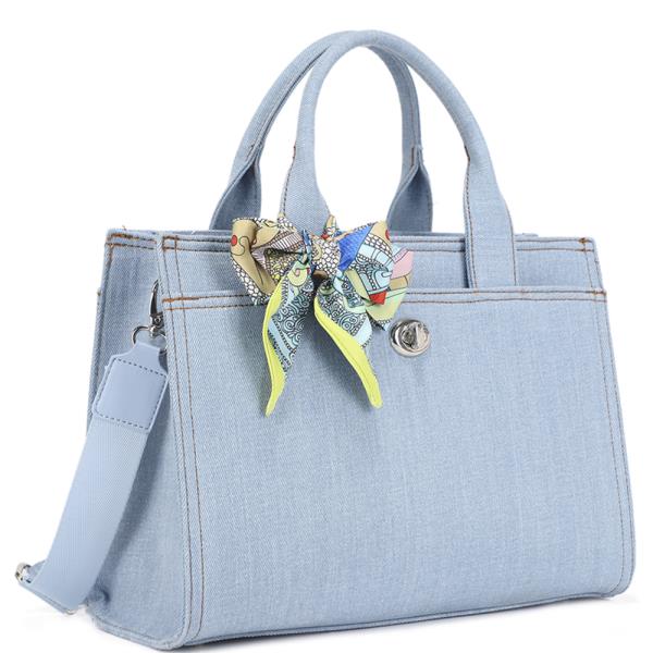 DENIM TEXTURED CHIC SATCHEL BAG