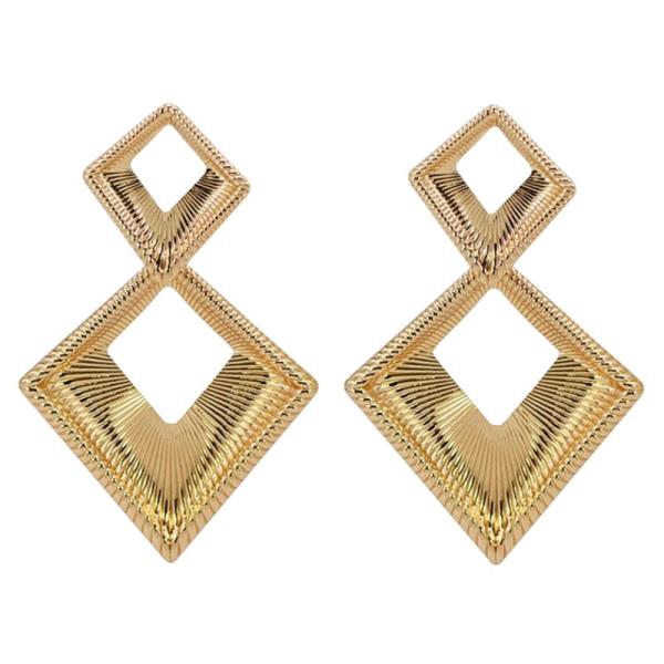 DOUBLE METAL GEOMETRIC DROP EARRING