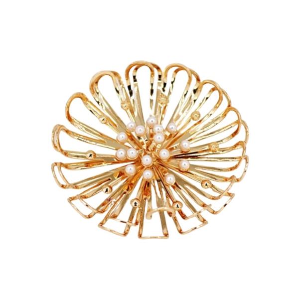 PEARL METAL FLOWER BROOCH