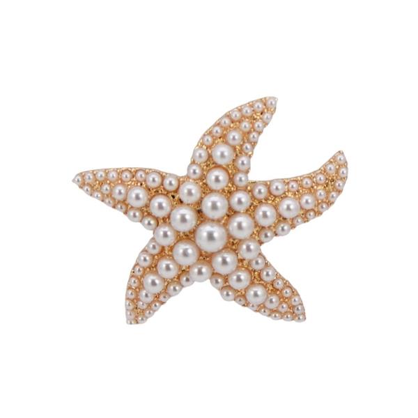 METAL PEARL STARFISH BROOCH