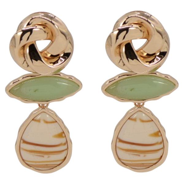 METAL RESIN TEARDROP DOME DROP EARRING