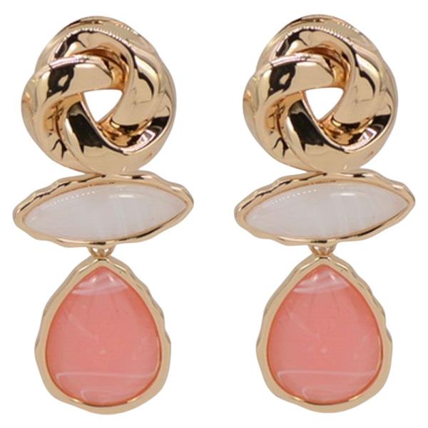 METAL RESIN TEARDROP DOME DROP EARRING