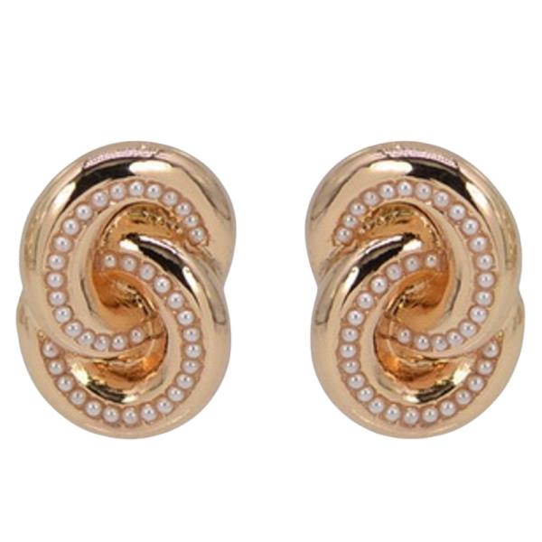 METAL PEARL LINK KNOT STUD EARRING