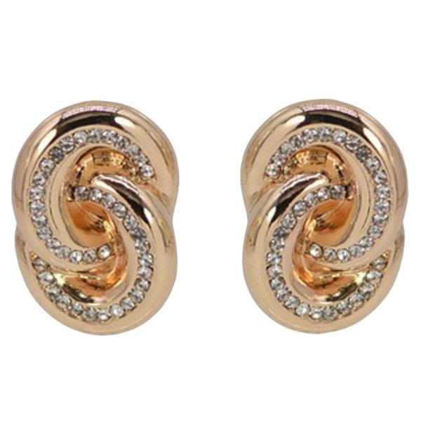 METAL PEARL LINK KNOT STUD EARRING