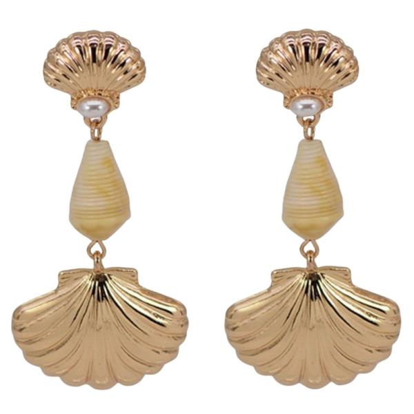 METAL SEHLL STATEMENT DROP EARRING