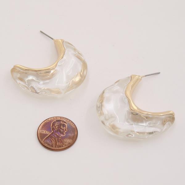 CURVE MOLTEN CLEAR METAL EARRING