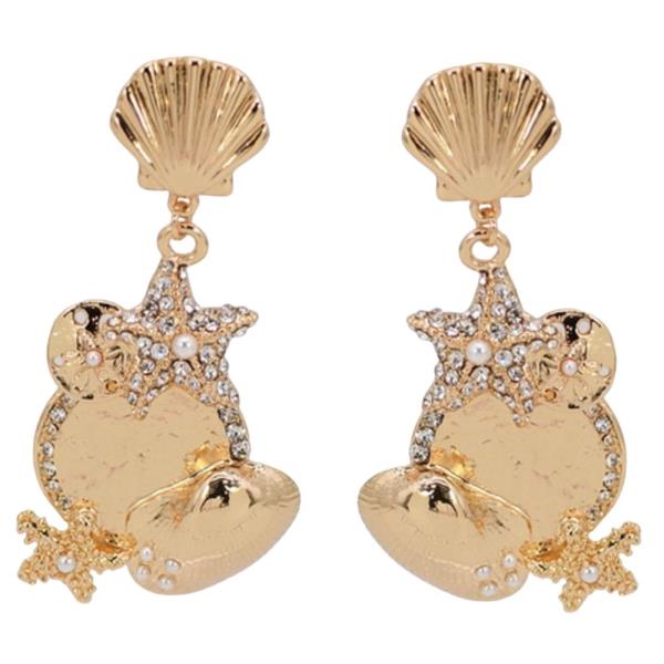 SEA LIFE W/SHELL POST EARRINGS