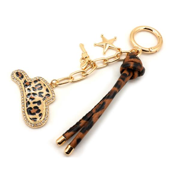 LEOPARD PRINT WESTERN KEYCHAIN