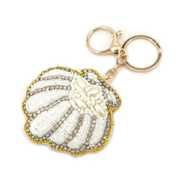 SEED BEAD SHELL KEYCHAIN