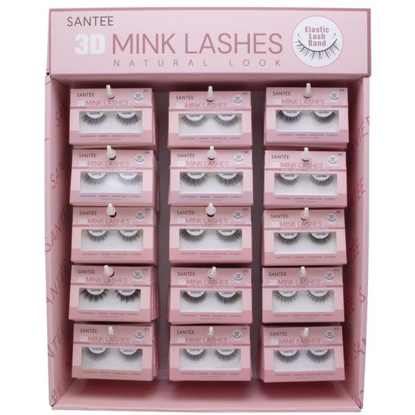SANTEE 3D NATURAL LOOK MINK LASHES SET W DISPLAY