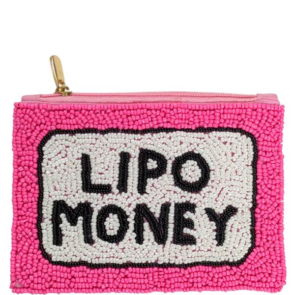 SEED BEAD LIPO MONEY COIN PURSE BAG