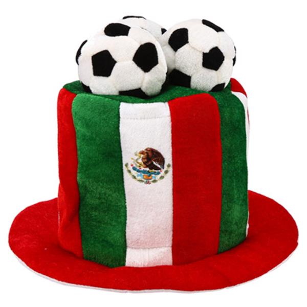 SOCCER BALL TOP MEXICO FLAG FAN HAT