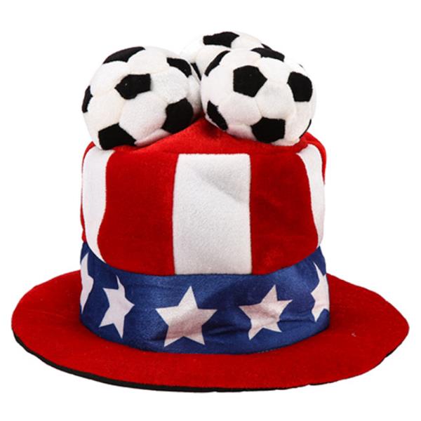 SOCCER BALL TOP USA FLAG FAN HAT