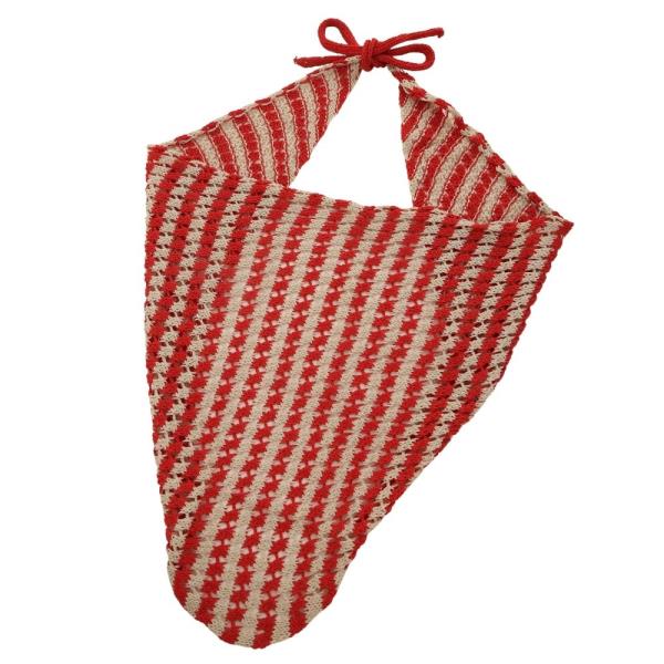 STRIPE CROCHET BOW TIE TRIANGLE HEAD SCARF