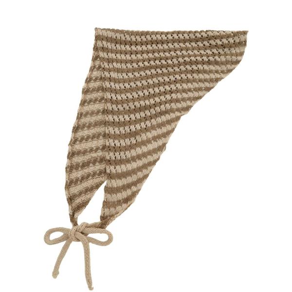 STRIPE CROCHET BOW TIE TRIANGLE HEAD SCARF