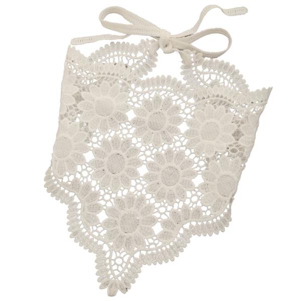 CROCHET FLORAL HALTER TRIANGLE HEAD SCARF