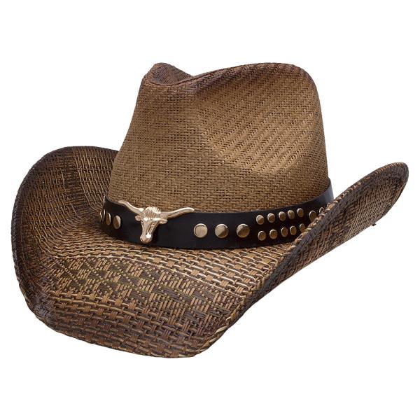 LONG HORN STUD DESIGN COWBOY HAT