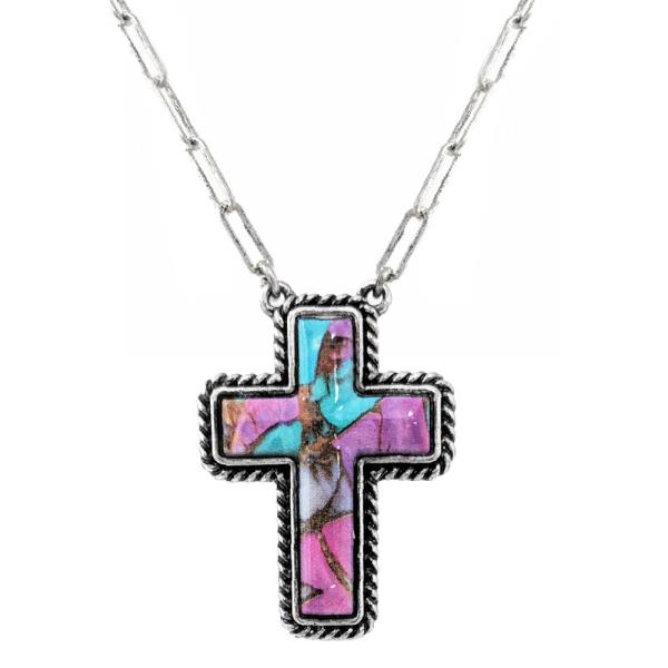 WESTERN CERAMIC CROSS NECKLACE